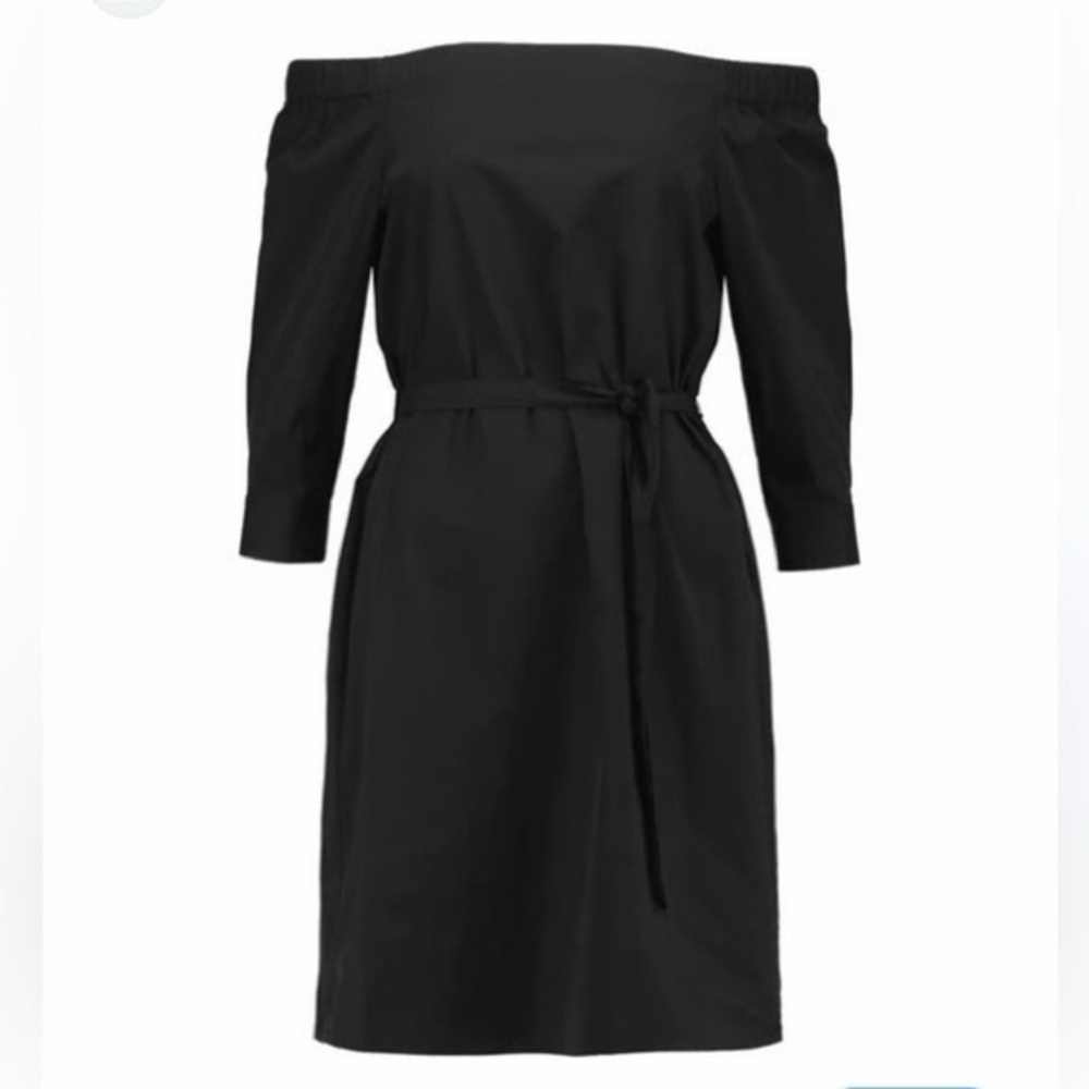 Black Theory Off the Shoulder Poplin Dress Belt Size 6 Small